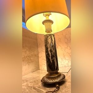 Vintage Frederick Cooper Brass Marble Table Lamp Column